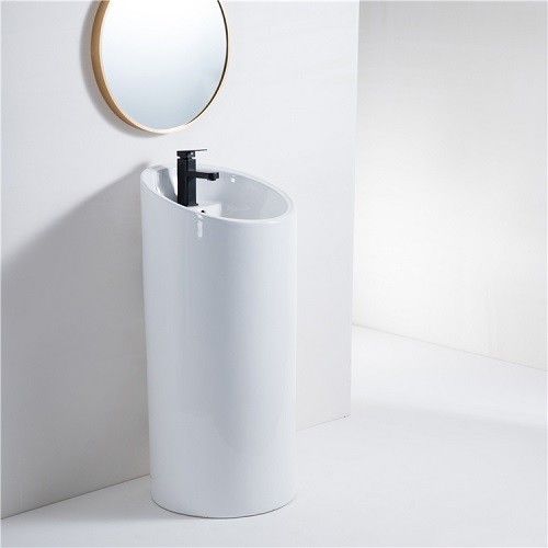 Раковина из сантехнического фаянса CeramaLux P7030L 50х50 напольная цвет белый 1 отверстие под смеситель - фото 3