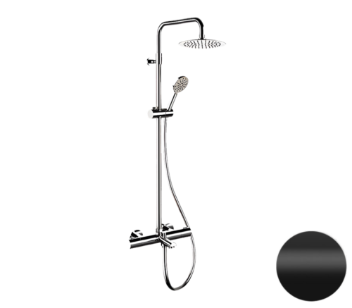 Душевая стойка Remer Elegance EQ34A8MPUFM25NO настенная цвет черный с термостатом