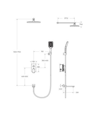 Душевая система BelBagno DUE DUE-VDSET-CRM встраиваемая в стену цвет хром