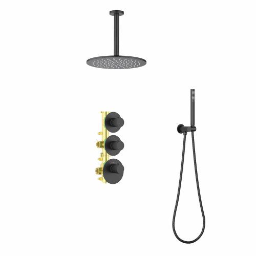 Душевая система Timo Saona SX-2399/03SM встраиваемая в стену цвет черный с термостатом