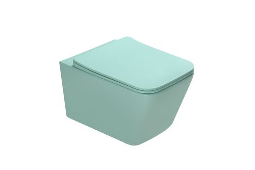 Унитаз подвесной SantiLine SL-5007LG цвет светло-зеленый с сиденьем микролифт безободковый смыв воронка-водоворот