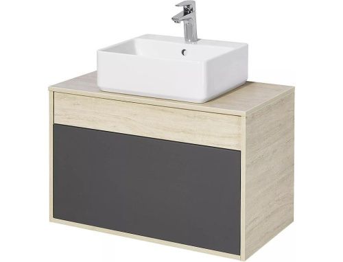 Тумба под раковину Aquaton Лофт Урбан 1A247601LQX60 80х50 подвесная цвет серый/бежевый