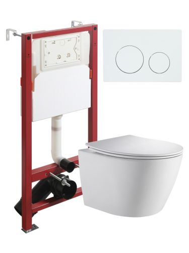 Комплект унитаз с инсталляцией и клавишей смыва Orange CI07-150W+APB188