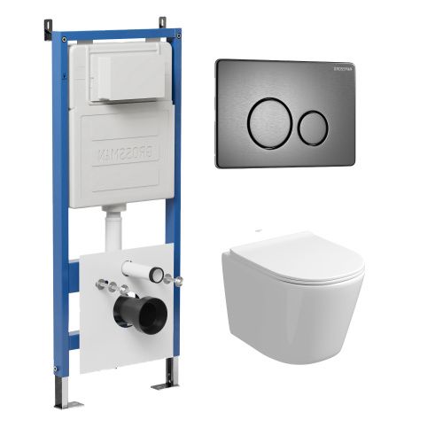 Инсталляция + кнопка смыва + унитаз Grossman Style 97.4477S.05.42M