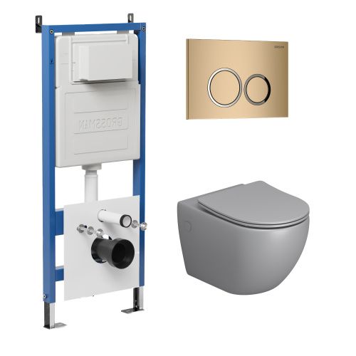 Инсталляция + кнопка смыва + унитаз Grossman Galaxy 97.4411SQ.01.310