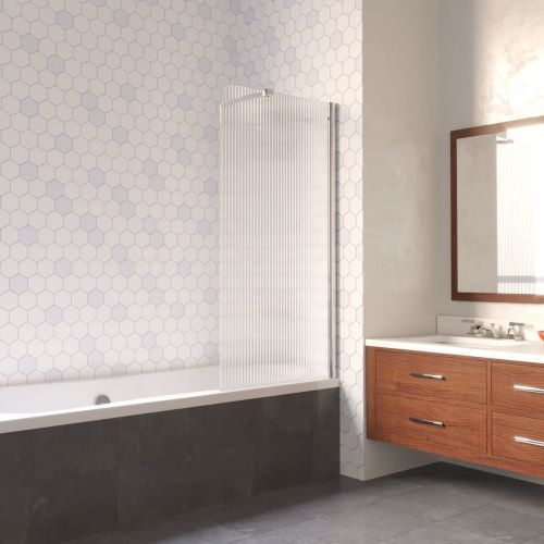 Душевая шторка на ванну Vegas-Glass EV LUX ST EV LUX ST 76 08 Moru R 75х150 стекло рифленое профиль хром ориентация правая