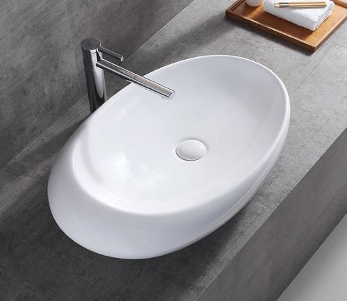 Раковина из сантехнического фаянса CeramaLux 7807 70х50 накладная цвет белый без отверстий под смеситель