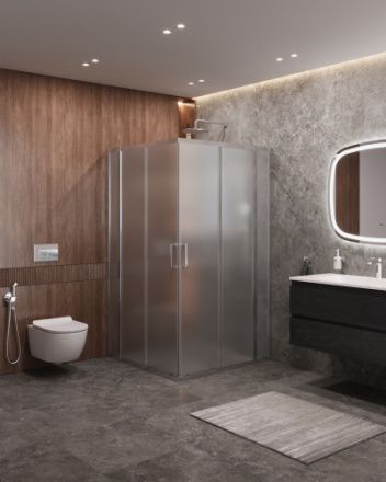 Душевой уголок Cezares MOLVENO MOLVENO-A-22-90+20-P-Cr 110х110 стекло рифленое профиль хром без поддона