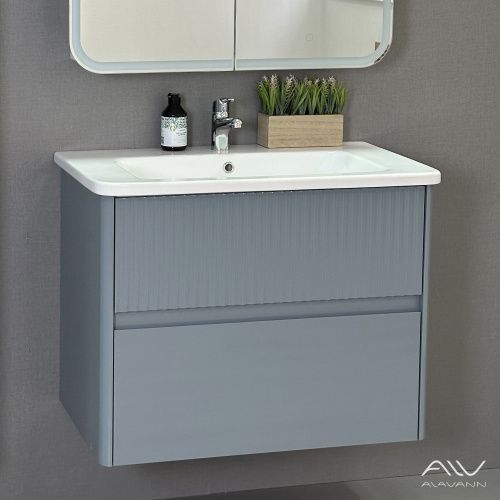 Тумба с раковиной Alavann Wave ALV1113000 80х50 подвесная цвет серый