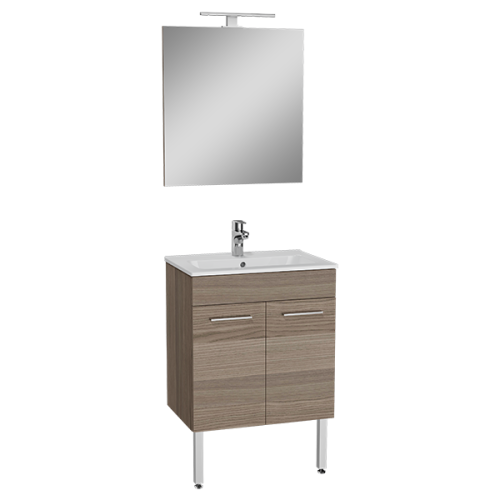 Комплект мебели: тумба с раковиной + зеркало Vitra Mia 75069 60х40 подвесной цвет коричневый