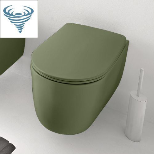 Чаша унитаза подвесная Kerasan Nolita 531511 цвет зеленый без сиденья безободковая смыв торнадо