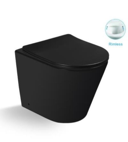 Унитаз напольный с бачком SantiLine SL-5020MB цвет черный с сиденьем микролифт безободковый смыв воронка-водоворот