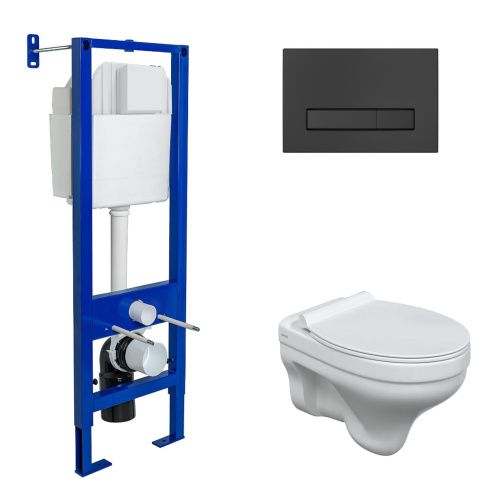 Комплект унитаз с инталляцией и клавишей смыва Berges АТОМ Line 042442