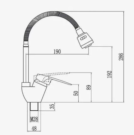 Смеситель для кухни D-Lin D150628-6T на мойку хром/синий - фото 2