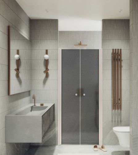 Душевая дверь Maybah Glass MGD-444-1 100х200 стекло тонированное профиль белый