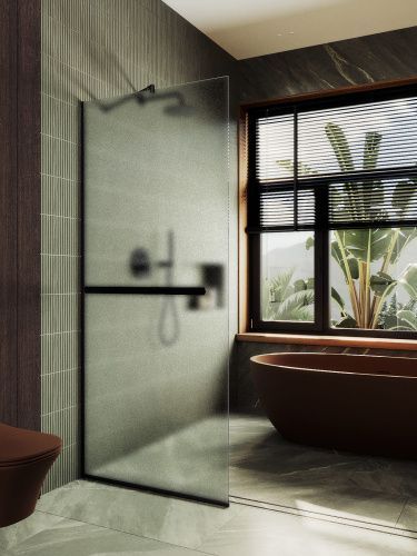 Душевая перегородка Maybah Glass MGD-719-6у 120х195 стекло тонированное профиль черный