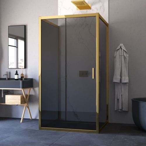 Душевой уголок Vegas-Glass ZP-U TUR+NOVO ZP-U TUR NOVO 120*100 09 07 120х100 стекло тонированное профиль золото без поддона