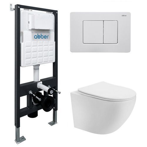 Комплект сантехническая инсталляция с клавишей смыва Abber Bequem AC1100T-AC0105-AC0120MW