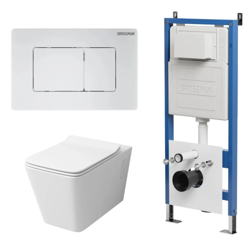 Инсталляция + кнопка смыва + унитаз Grossman Galaxy 97.4414S.04.01M
