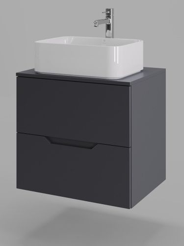 Тумба с раковиной Orange Line Li-60TugMDF+B02-460W 60х50 подвесная цвет черный