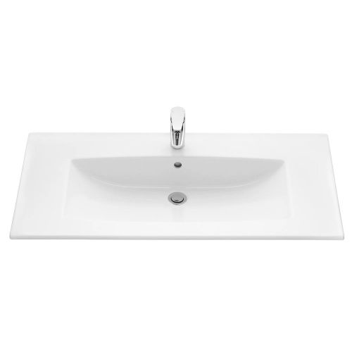 Раковина из сантехнического фарфора Aquaton 1WH501627 100х50 накладная цвет белый 1 отверстие под смеситель