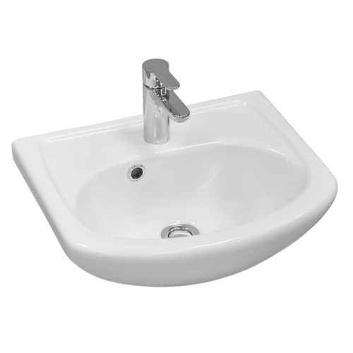 Раковина из сантехнического фарфора Aquaton Азов 1WH112449 50х40 накладная цвет белый 1 отверстие под смеситель