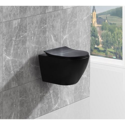 Унитаз подвесной Esbano AMAPOLA-N ESUPAMAPNBM черный с сиденьем микролифт безободковый каскадный смыв