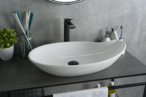 Раковина керамическая Gid Creativo 51116 70х40 накладная цвет белый без отверстий под смеситель