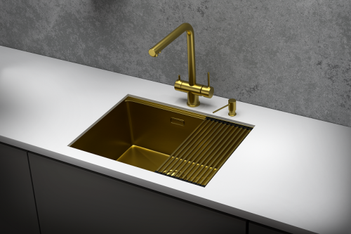 Кухонная мойка Granula Kitchen Space 6045U, ЗОЛОТО САТИН 60х45 цвет золото поверхность матовая