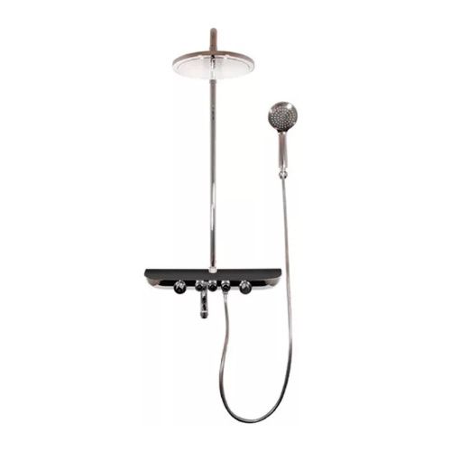 Душевая стойка RavSlezak Murray MU253.5/5KC настенная цвет черный/хром с термостатом