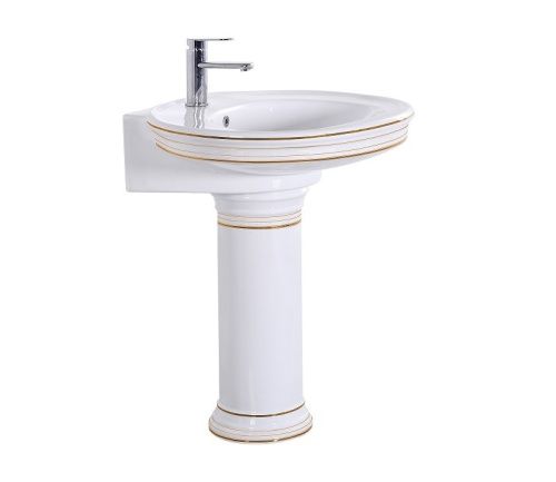 Раковина из сантехнического фаянса CeramaLux 4286 80х60 напольная цвет белый 1 отверстие под смеситель