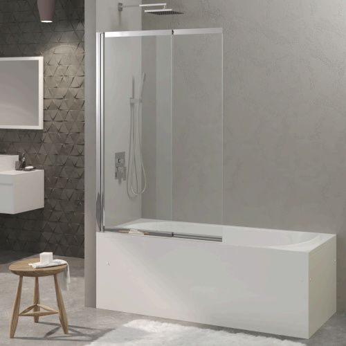 Душевая шторка на ванну Berges RIVER 065014 60х145 стекло прозрачное профиль хром ориентация универсальная