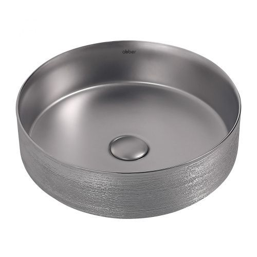 Раковина из сантехнического фаянса Abber BEQUEM AC2109BSM 40х40 накладная цвет хром без отверстий под смеситель