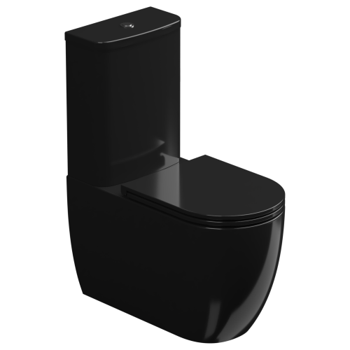 Чаша унитаза напольная GSG Ceramic Design Like LKMBLBI000/002P цвет белый/черный без бачка без сиденья безободковая смыв торнадо