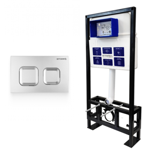 Инсталляция Bettoserb Sava Free Standing SFS40006472 с клавишей смыва SMART хром матовый квадр.