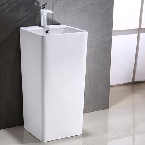 Раковина из сантехнического фаянса CeramaLux P7004L 40х40 напольная цвет белый 1 отверстие под смеситель