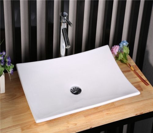 Раковина из сантехнического фаянса CeramaLux 78123B 70х30 накладная цвет белый без отверстий под смеситель