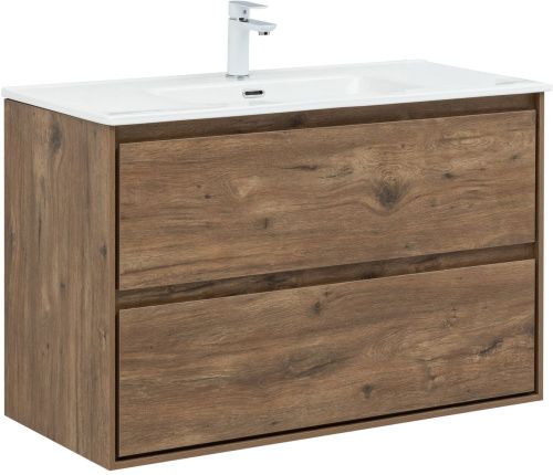 Тумба под раковину Aquanet Милан 00336380 100х50 подвесная цвет коричневый