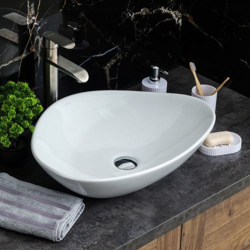 Раковина из сантехнического фарфора Melana 320366-805 50х40 накладная цвет белый без отверстий под смеситель