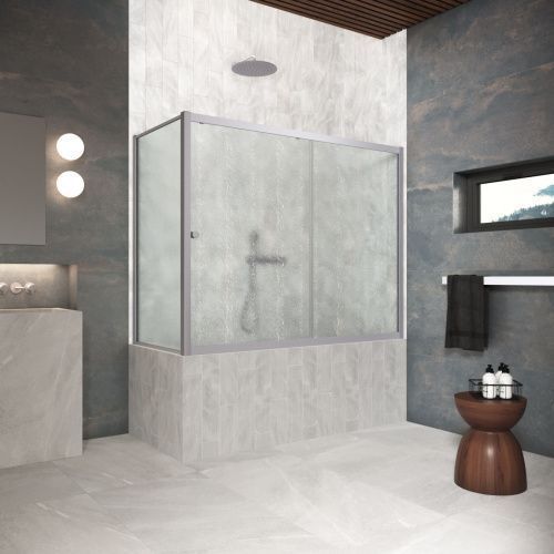 Душевая шторка на ванну Vegas-Glass ZV+ZVF Protec ZV+ZVF Protec 180*90 07 02 180х140 стекло рифленое профиль хром ориентация универсальная