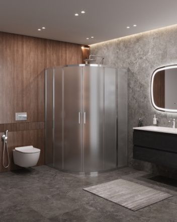 Душевой уголок Cezares MOLVENO MOLVENO-R-22-90+20-P-Cr 110х110 стекло рифленое профиль хром без поддона