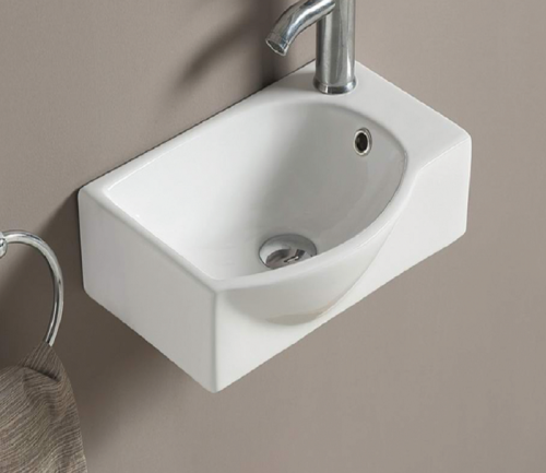 Раковина из сантехнического фаянса CeramaLux 78404L 40х30 подвесная цвет белый 1 отверстие под смеситель