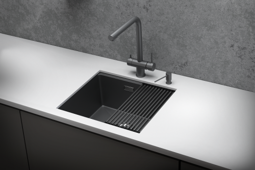 Кухонная мойка Granula Kitchen Space 5045U, ГРАФИТ МАТОВЫЙ 50х45 цвет черный поверхность матовая