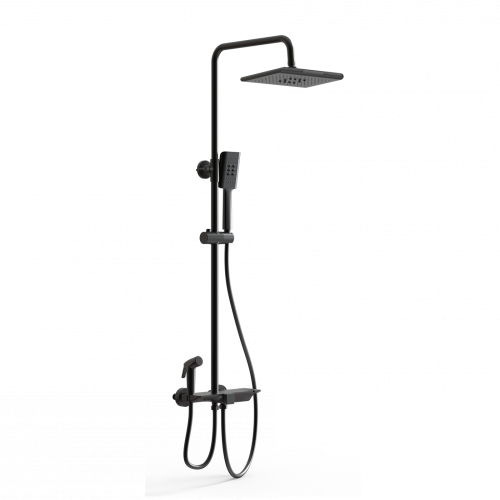 Душевая стойка Wonzon & Woghand WW-B3310-MB настенная цвет черный с термостатом