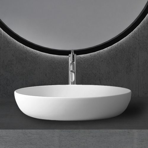 Раковина из искусственного камня Abber STEIN AS2619 60х40 накладная цвет белый без отверстий под смеситель