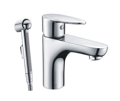 Комплект: смеситель с гигиеническим душем Wasserkraft Leine 3500 3508 на раковину хром