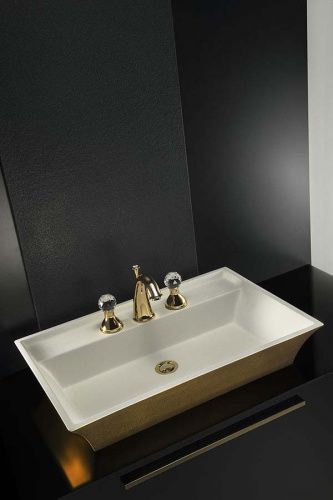 Раковина из искусственного камня Armadi Art NeoArt 803 70х50 накладная цвет золото 1 отверстие под смеситель