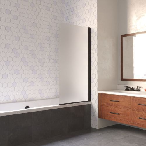 Душевая шторка на ванну Vegas-Glass EV LUX EV LUX 60 02М 10 R 60х150 стекло матовое профиль черный ориентация правая