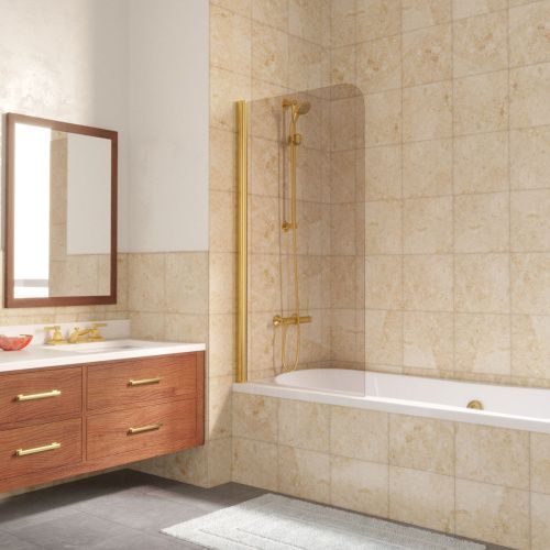 Душевая шторка на ванну Vegas-Glass EV LUX EV LUX 60 09 05 L 60х150 стекло тонированное профиль золото ориентация левая