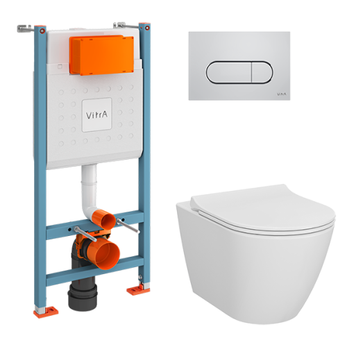 Комплект унитаз с инсталляцией и клавишей смыва Vitra Sanibelle 9878B003-7200